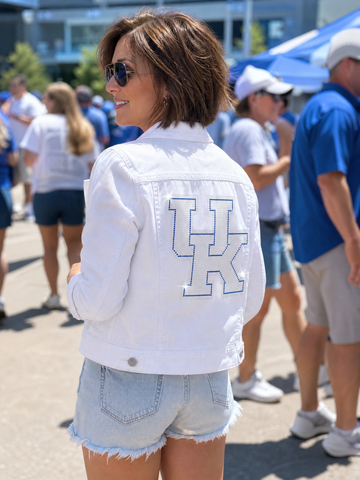 University of Kentucky White Interlocking UK White Denim Jacket