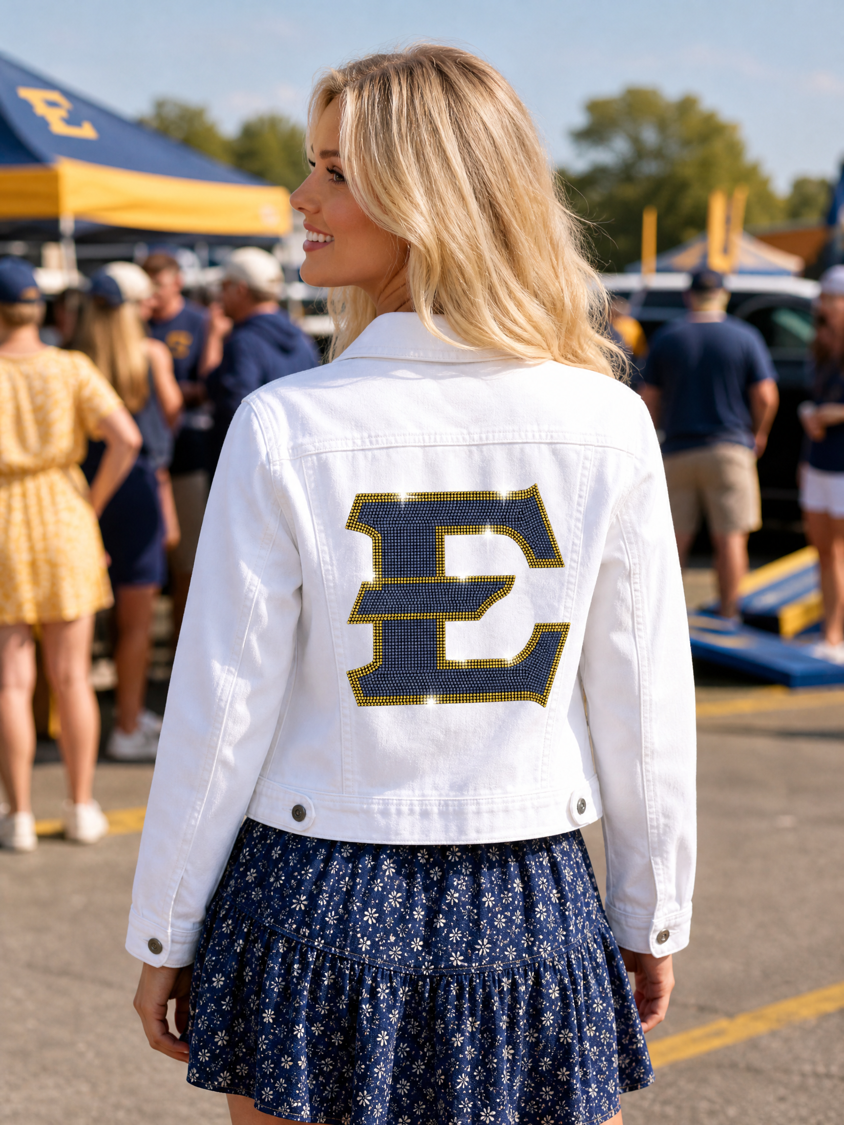 East Tennessee State E White Denim Jacket
