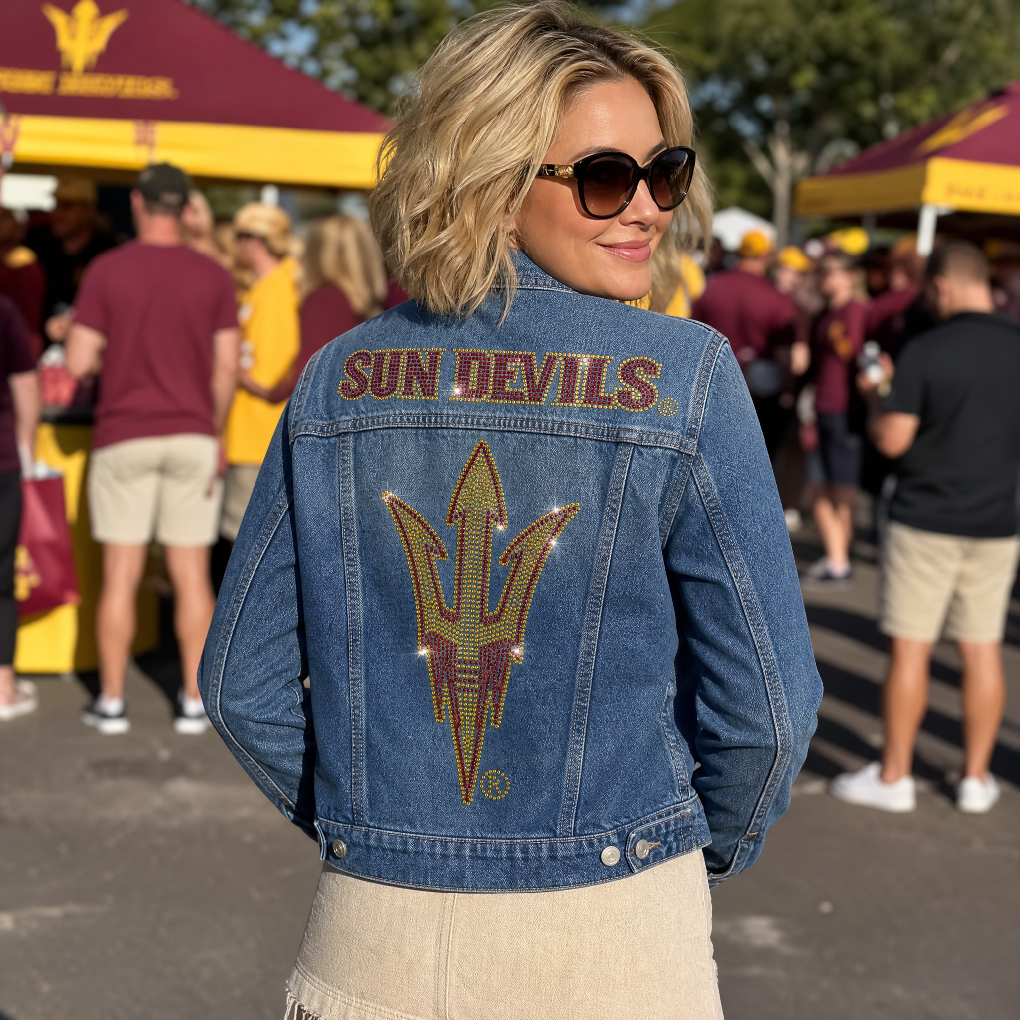 Arizona State Fork 'Em Sun Devils Blue Denim Jacket