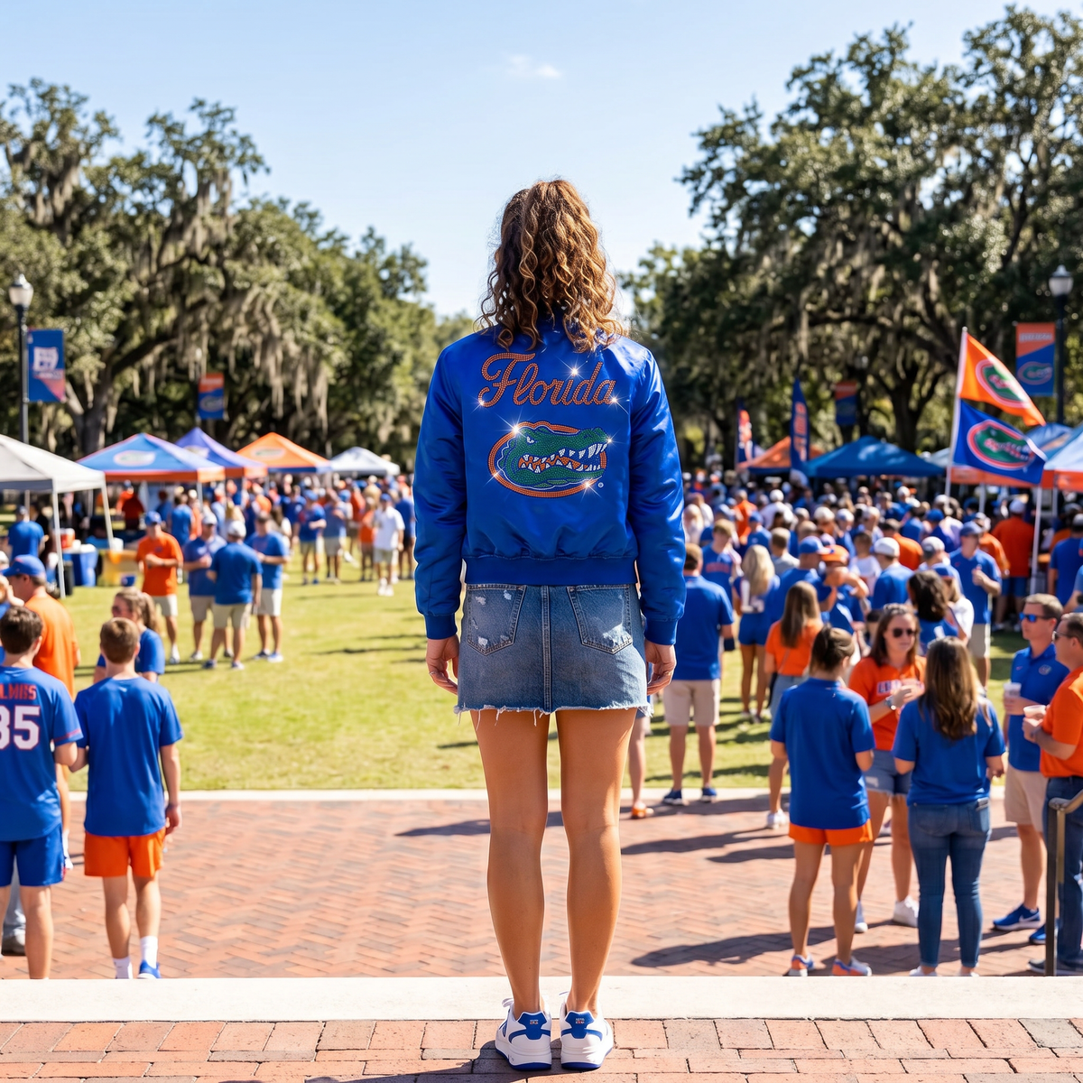 University of Florida Gator Head and Florida Script Royal Blue Bomber