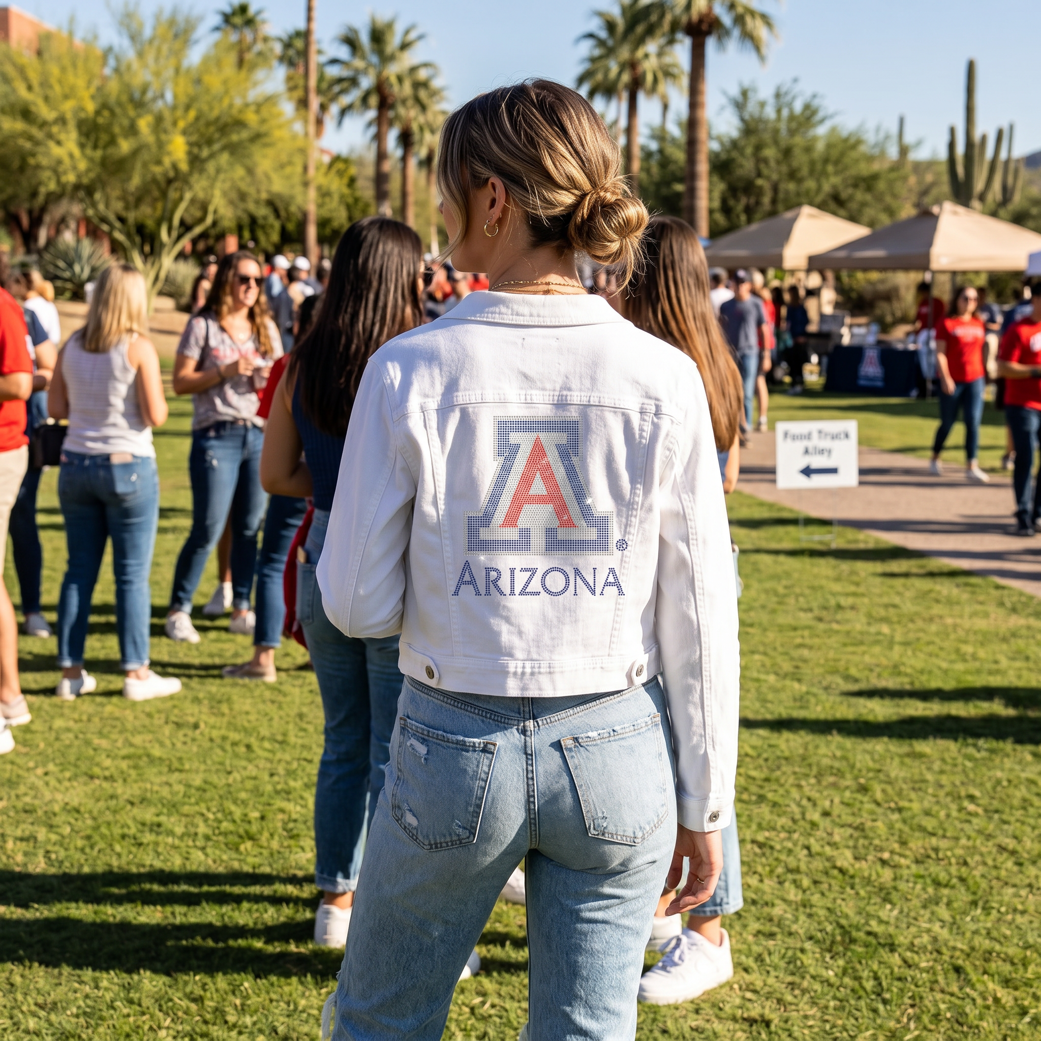 University of Arizona Block A White Denim Jacket