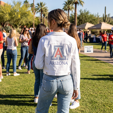 University of Arizona Block A White Denim Jacket
