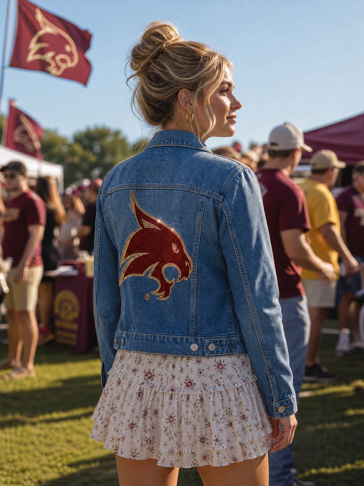 Texas State Bobcat Blue Denim Jacket