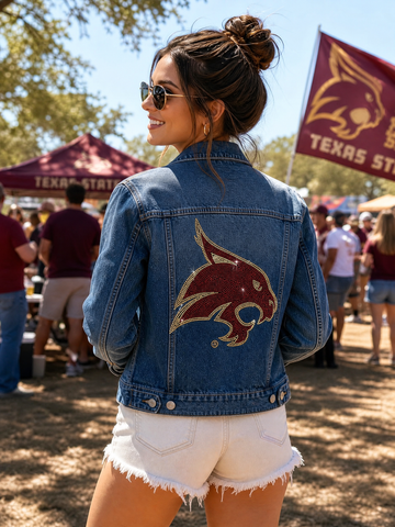 Texas State Bobcat Blue Denim Jacket