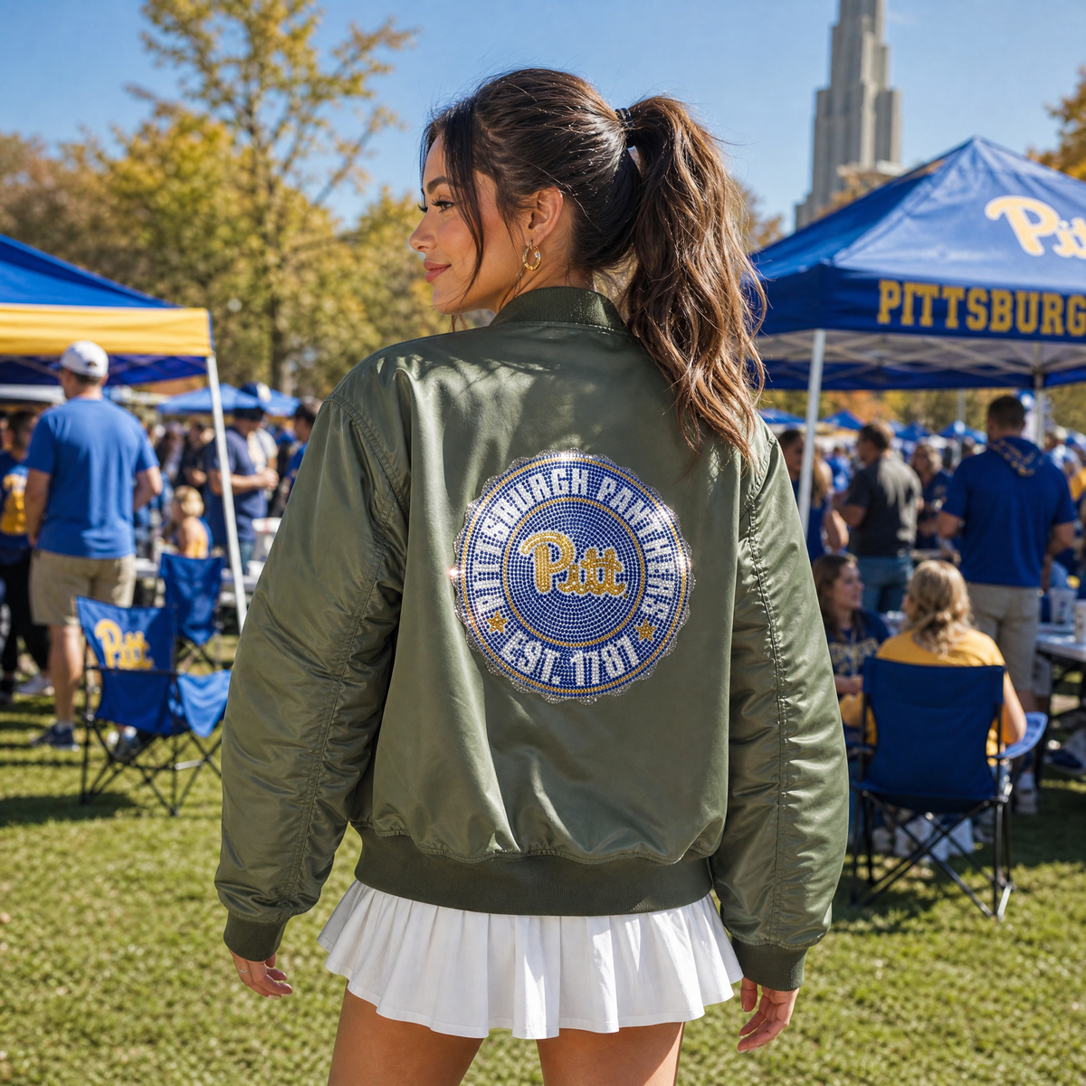 University of Pittsburgh Circle Decal Est 1787 Army Green Bomber