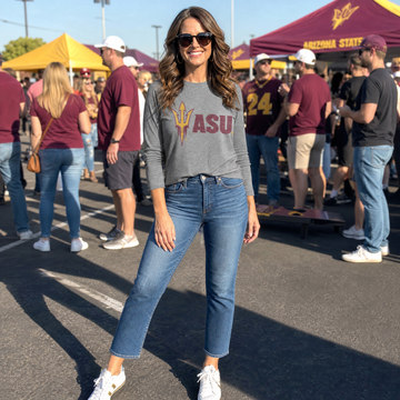 Arizona State Pitchfork ASU Gray Long Sleeve T-Shirt