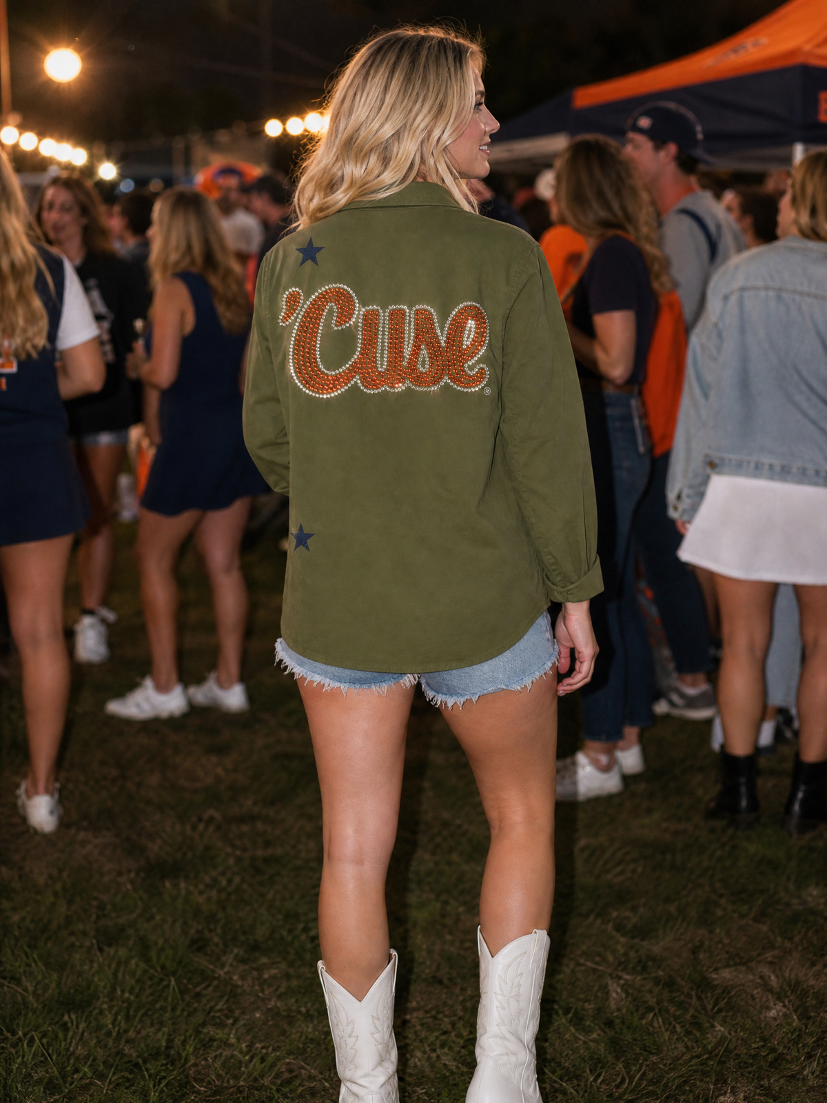 Syracuse University 'Cuse Script Army Green Shacket