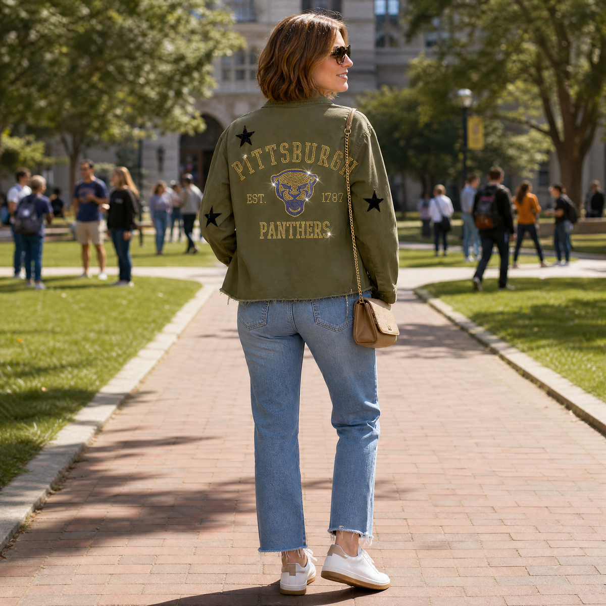 University of Pittsburgh Est 1787 Army Green Shacket