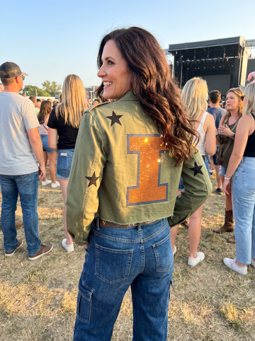University of Illinois Block I Army Green Shacket