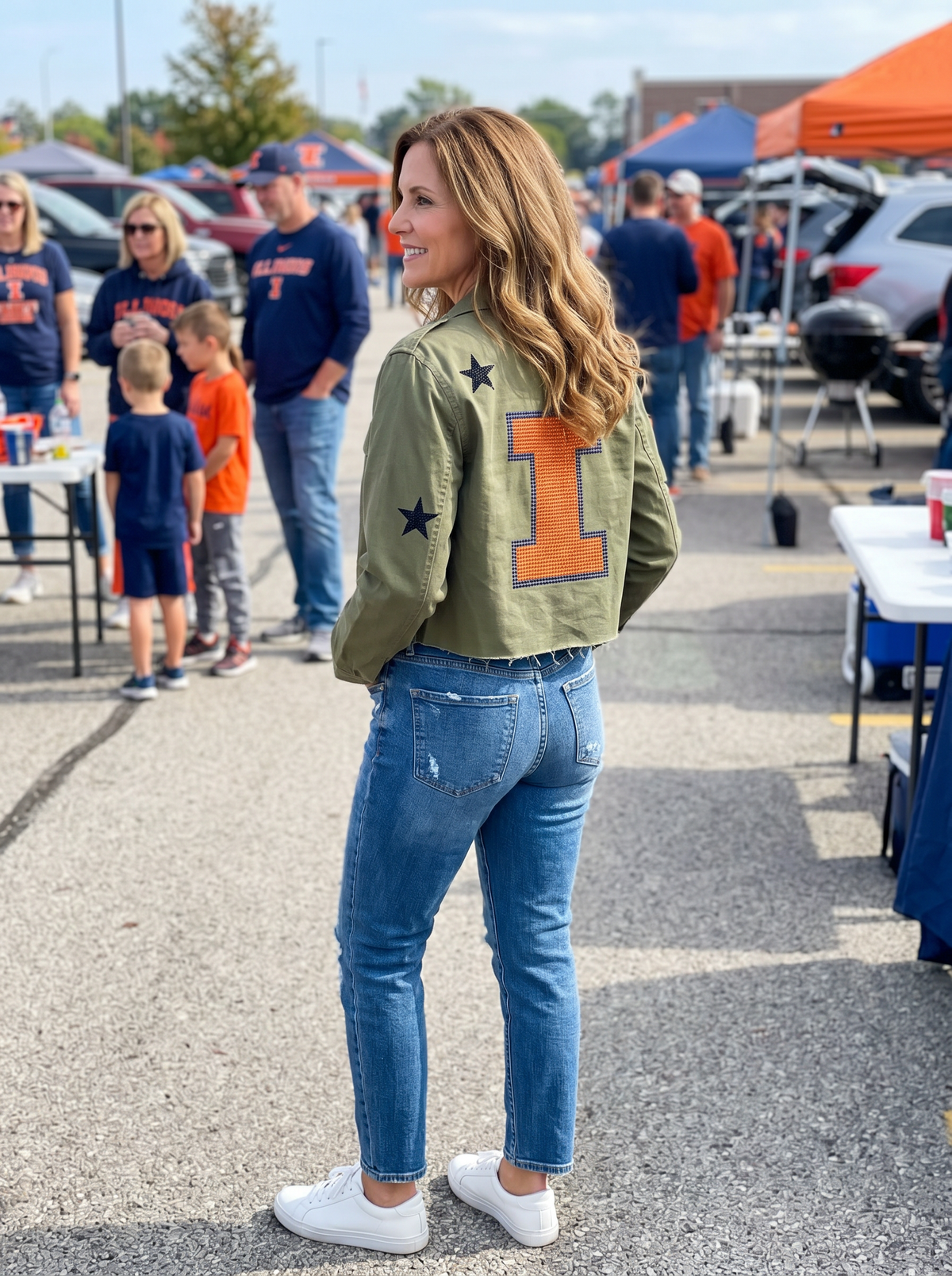 University of Illinois Block I Army Green Shacket