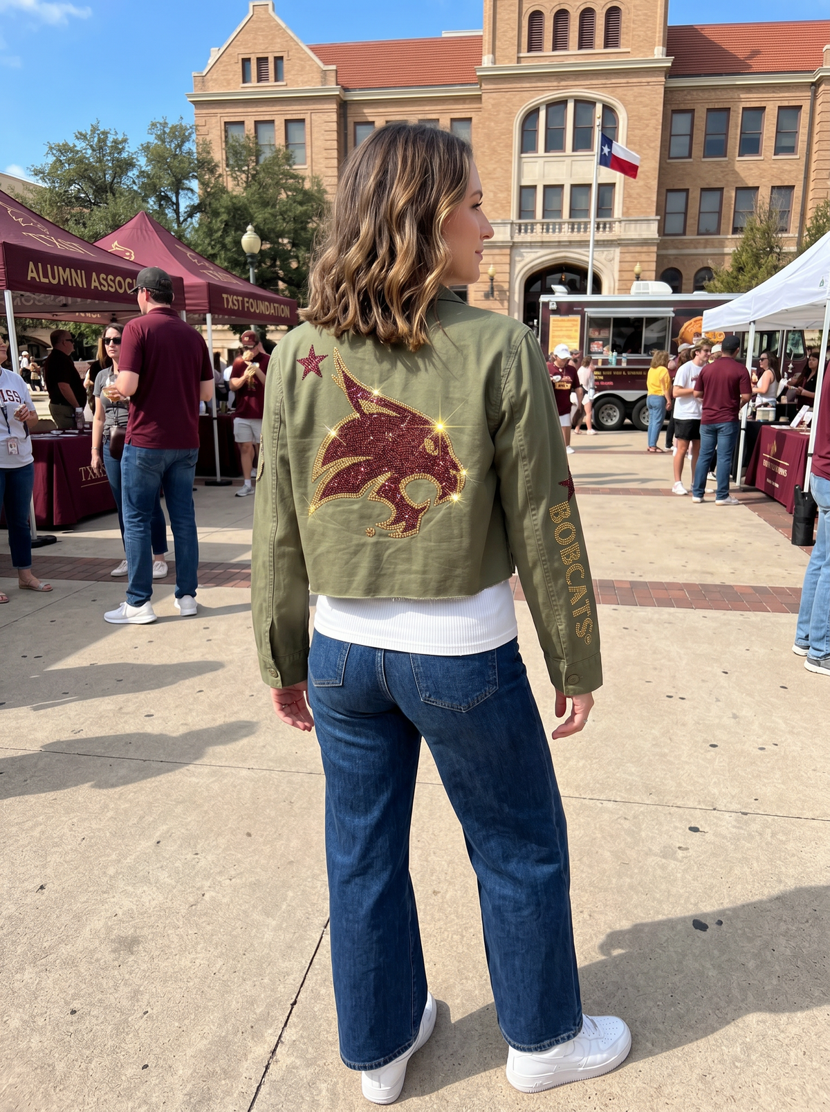 Texas State Bobcats Army Green Shacket