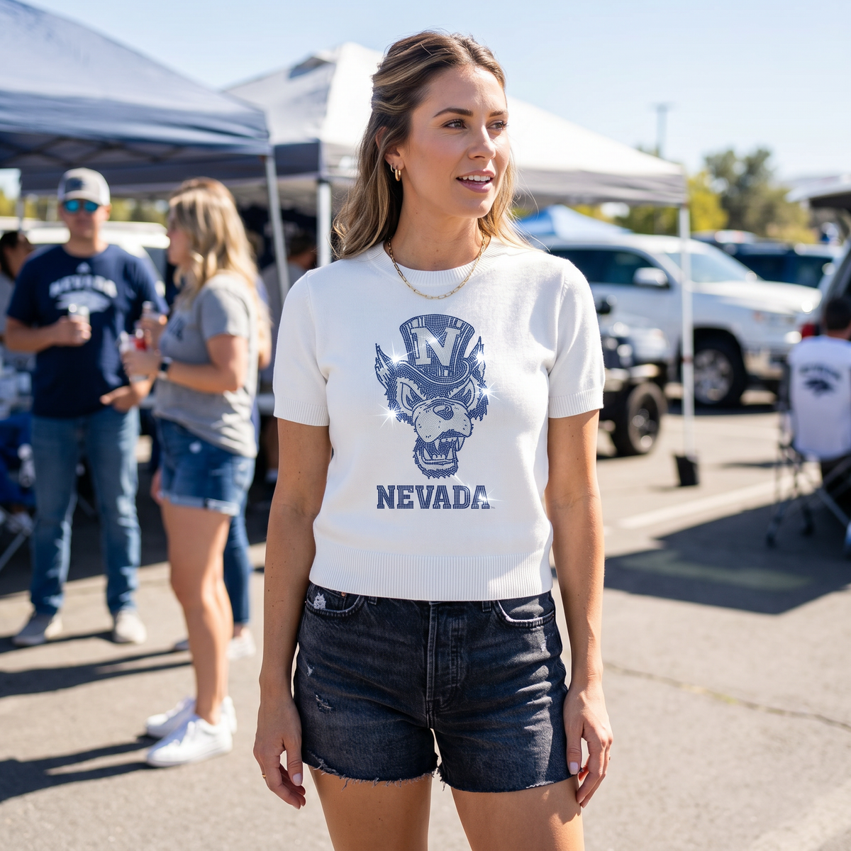 University of Nevada Wolf Vintage Ivory Short Sleeve Sweater