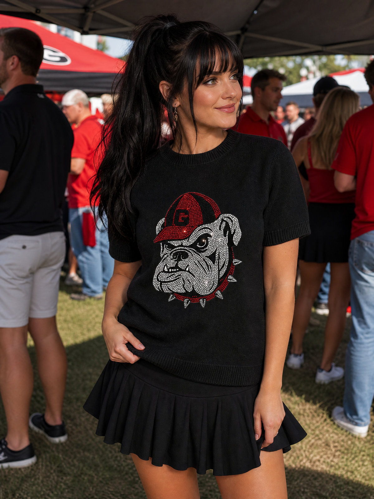 University of Georgia G Bulldog Black Short Sleeve Sweater