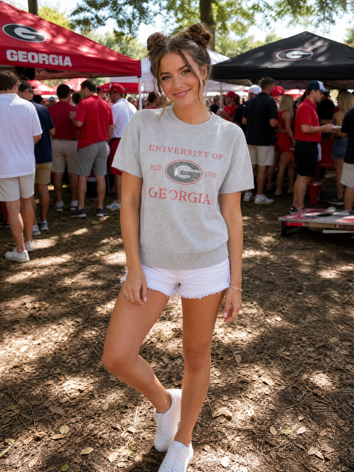 University of Georgia EST 1785 Gray Short Sleeve Sweater