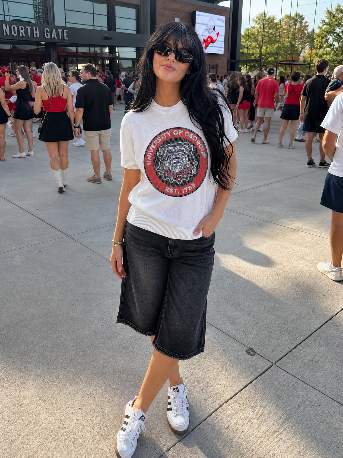 University of Georgia EST. 1785 Decal Ivory Short Sleeve Sweater