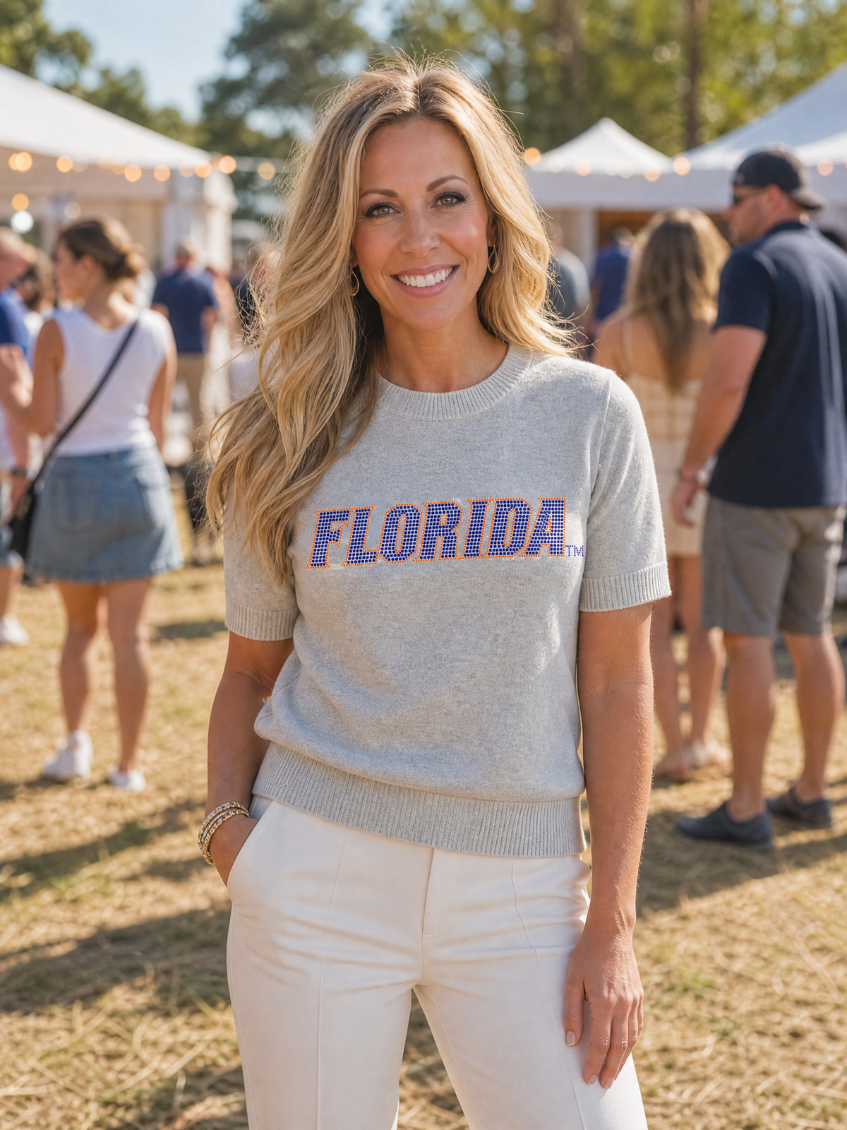 University of Florida Script Gray Short Sleeve Sweater