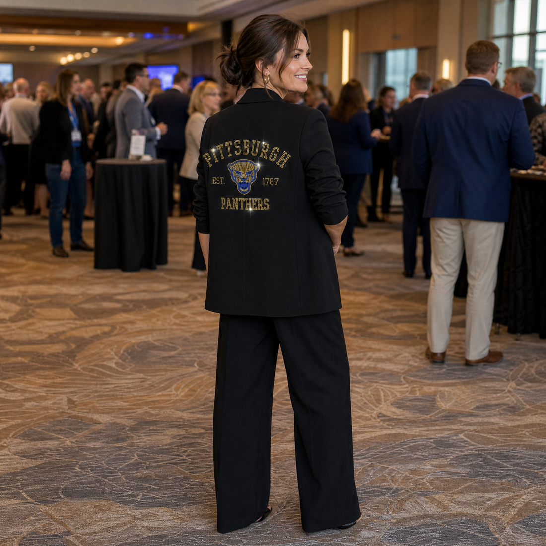 University of Pittsburgh Est 1787 Black Ruched Blazer