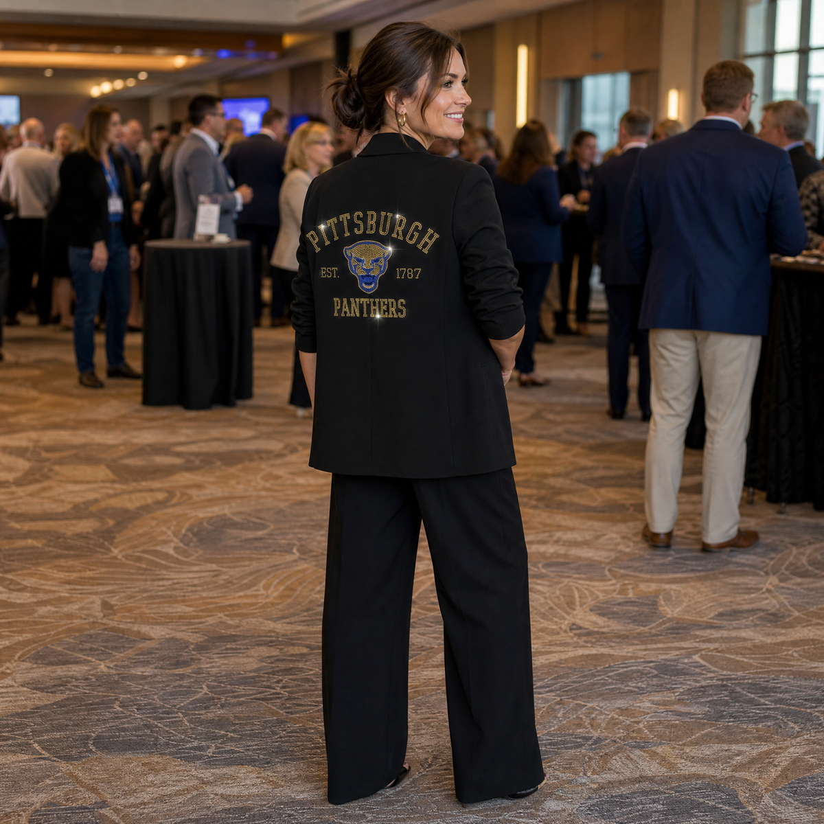 University of Pittsburgh Est 1787 Black Ruched Blazer