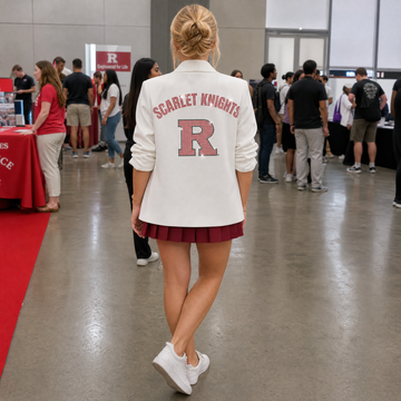 Rutgers University Scarlet Knights Block R White Ruched Blazer