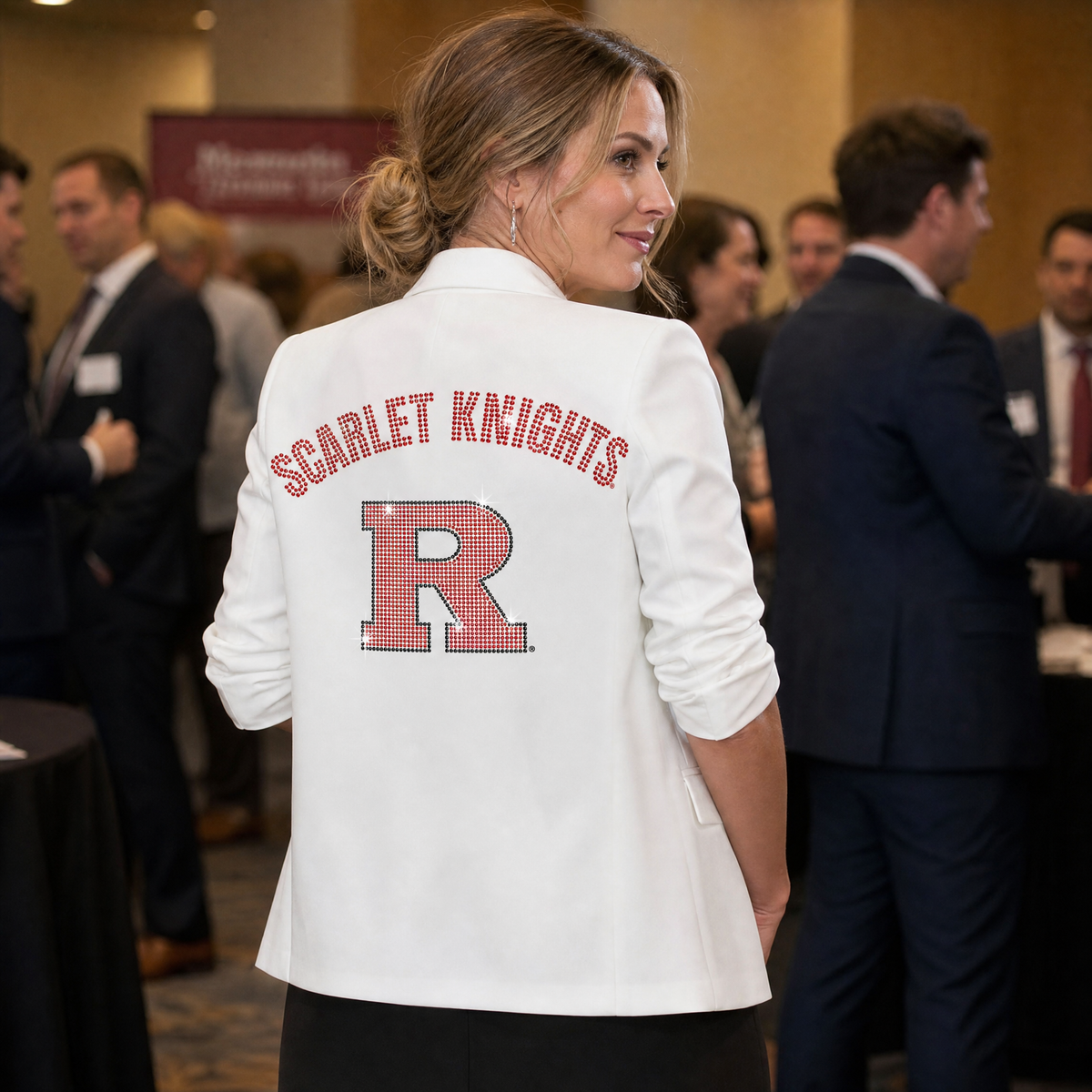Rutgers University Scarlet Knights Block R White Ruched Blazer