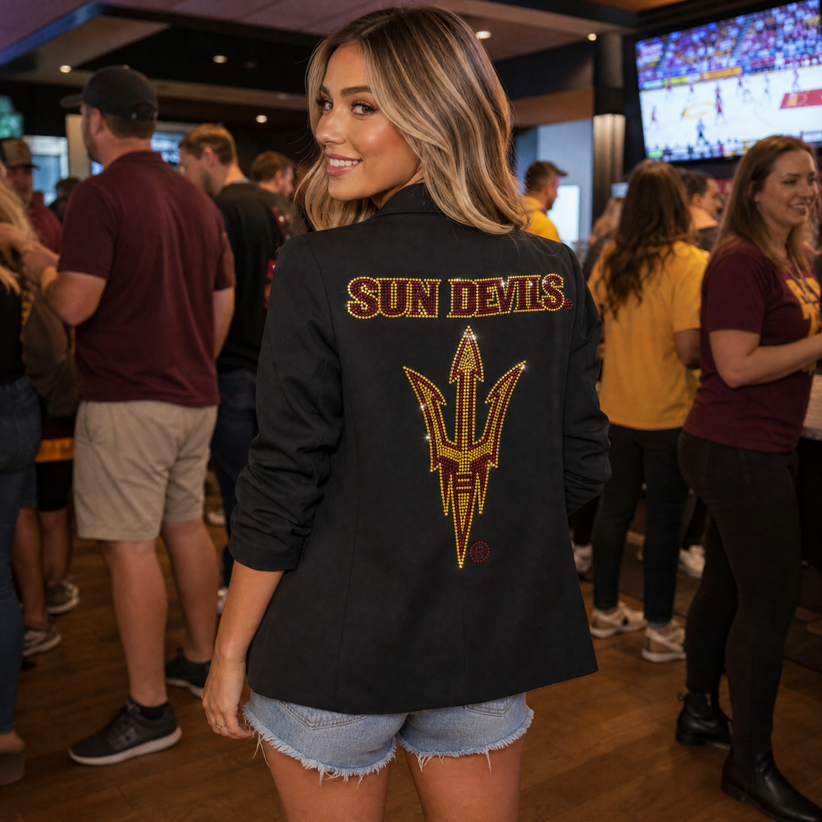 Arizona State Sun Devils Fork Black Ruched Blazer