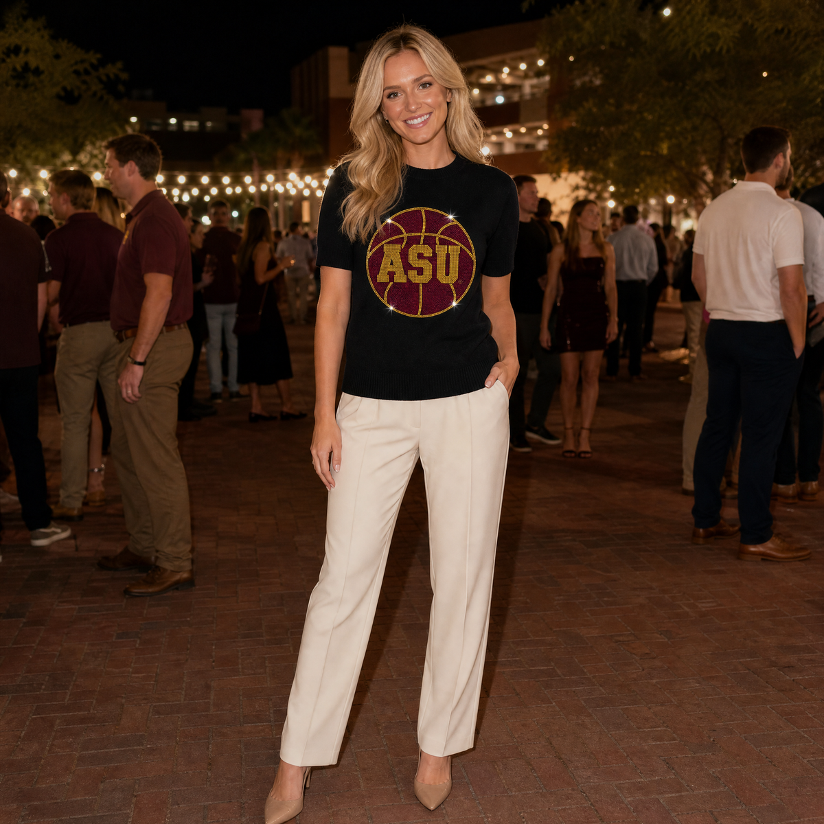 Arizona State Basketball ASU Black Short Sleeve Sweater