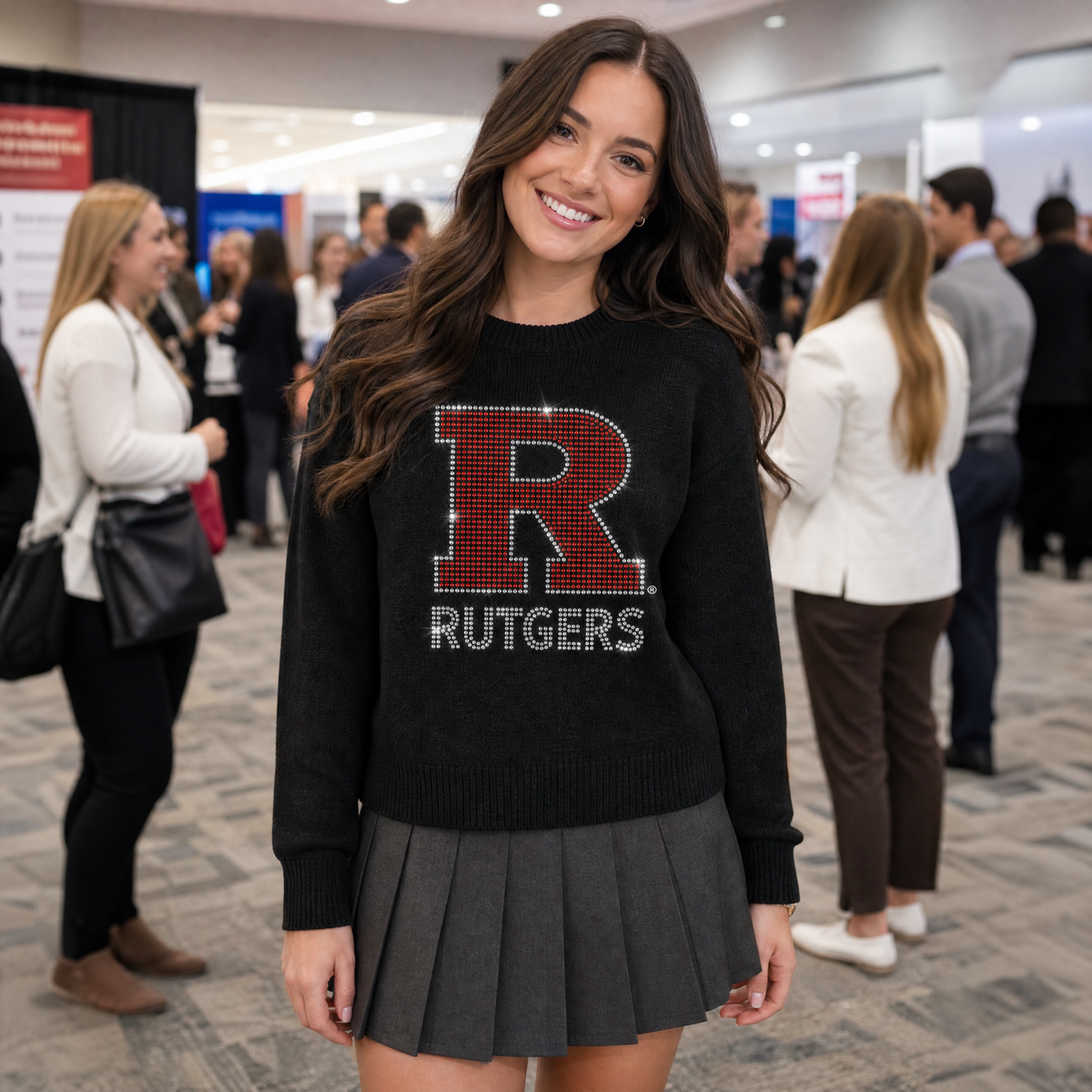 Rutgers University Block R Rutgers Black Crewneck Sweater