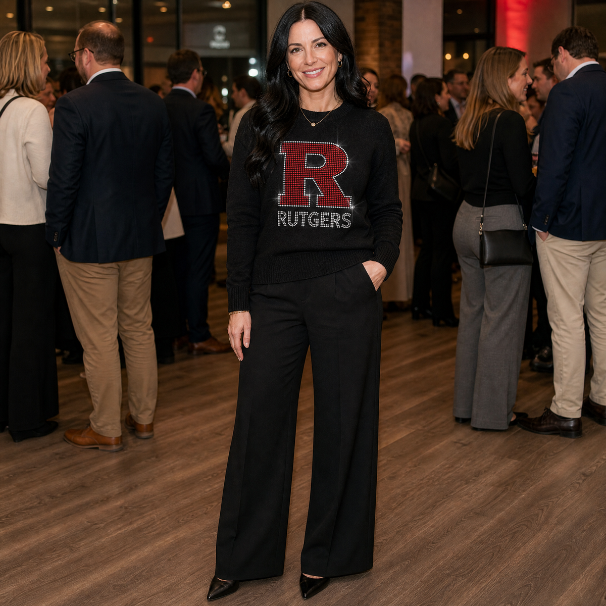 Rutgers University Block R Rutgers Black Crewneck Sweater