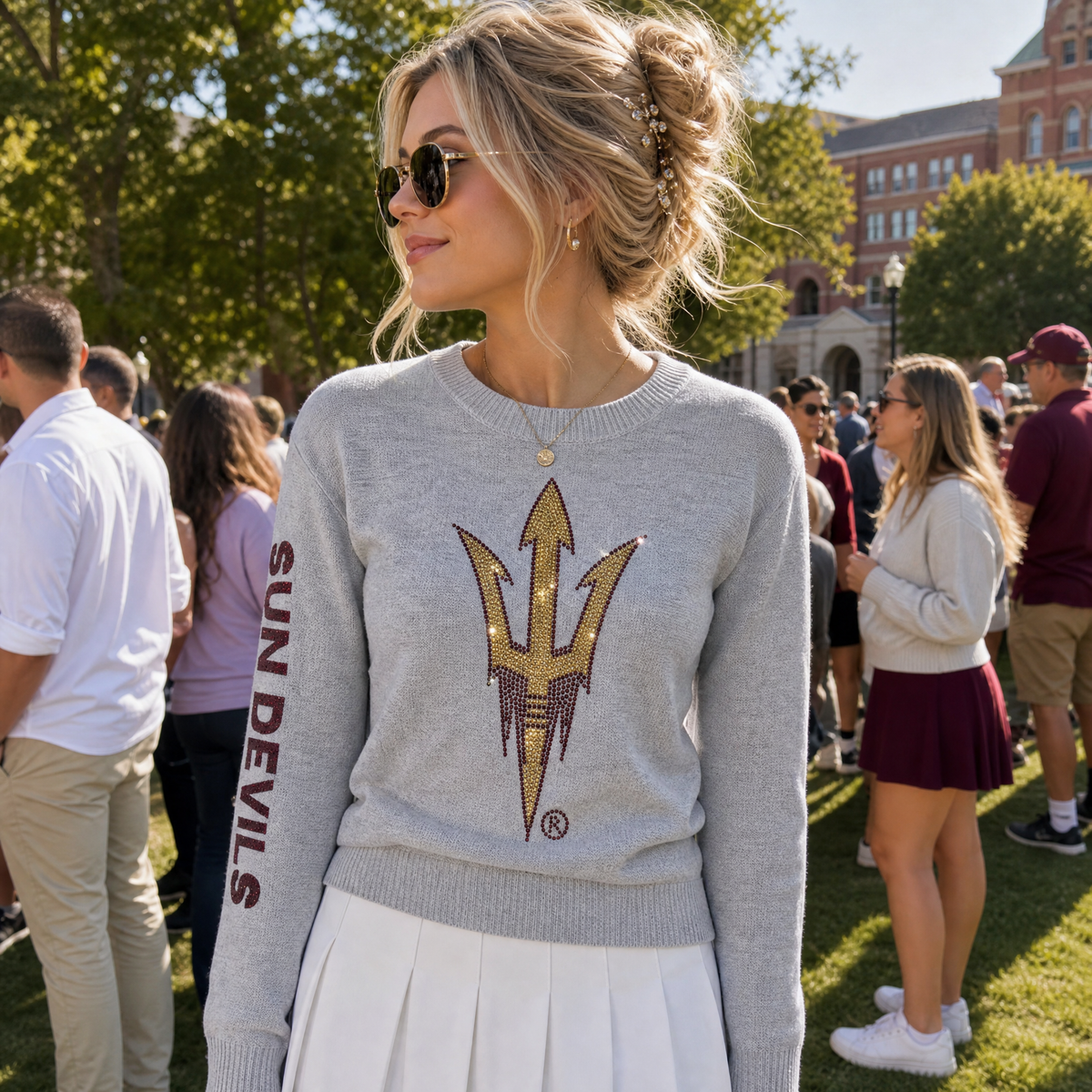 Arizona State Gray Crewneck Fork Sweater