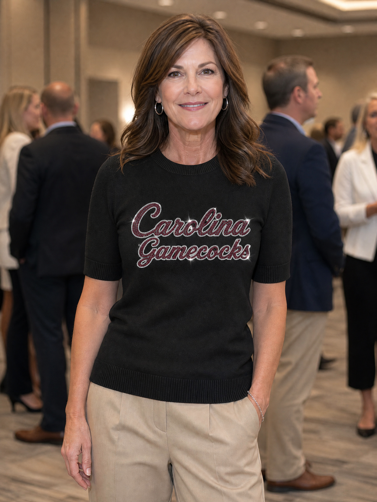 University of South Carolina Carolina Gamecocks Script Black Short Sleeve Sweater