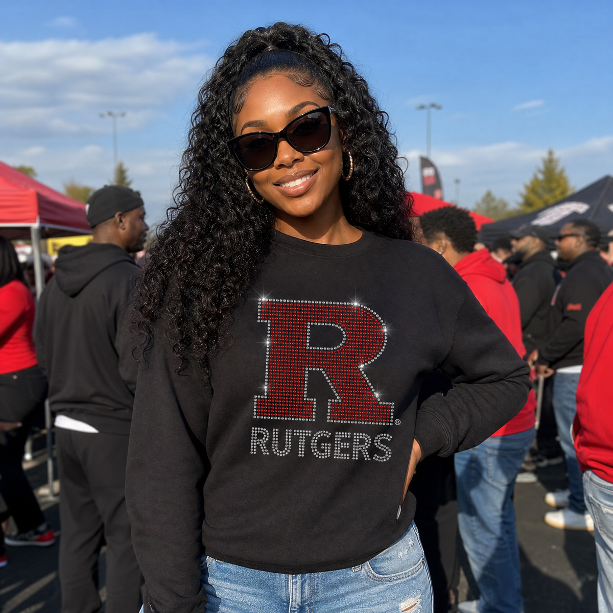 Rutgers University Block R Rutgers Black Crewneck Sweatshirt