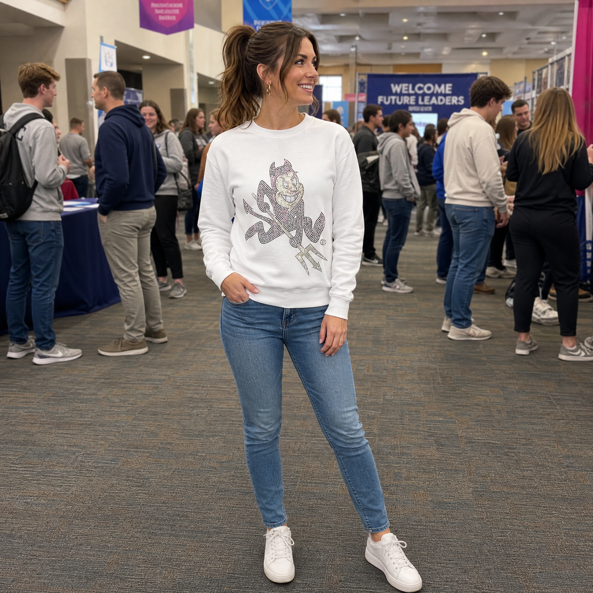 Arizona State Sparky White Crewneck Sweatshirt