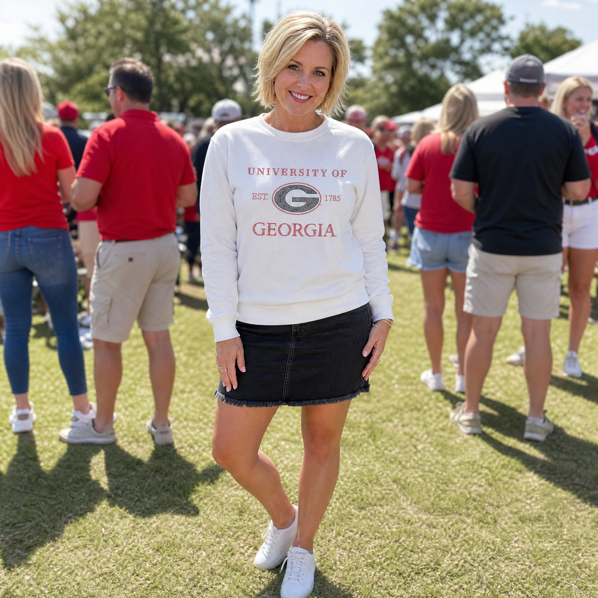 University of Georgia EST 1785 White Crewneck Sweatshirt
