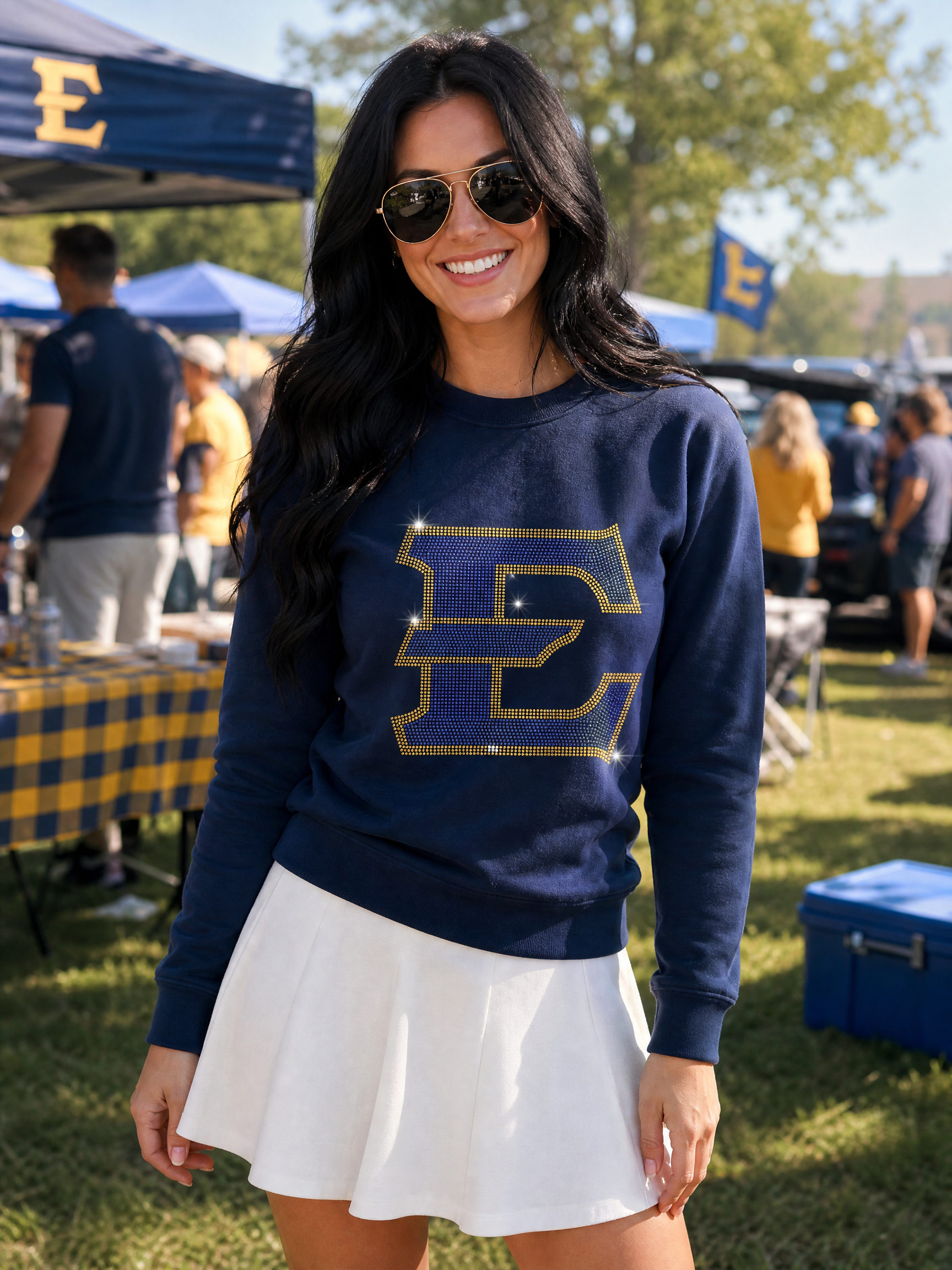 East Tennessee State E Navy Crewneck Sweatshirt