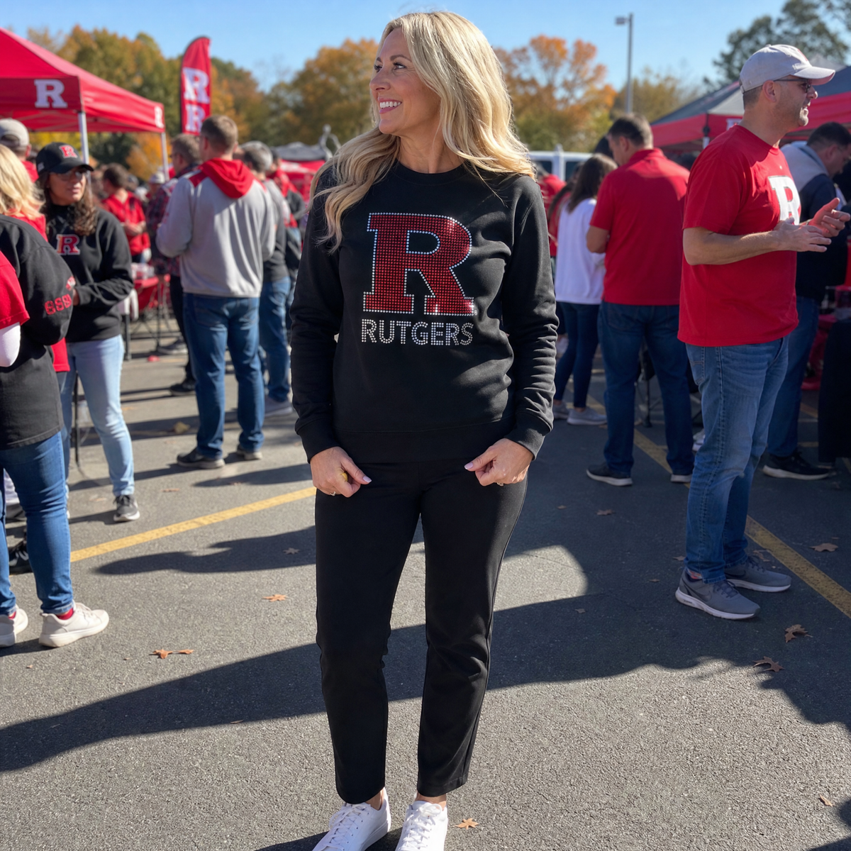 Rutgers University Block R Rutgers Black Crewneck Sweatshirt