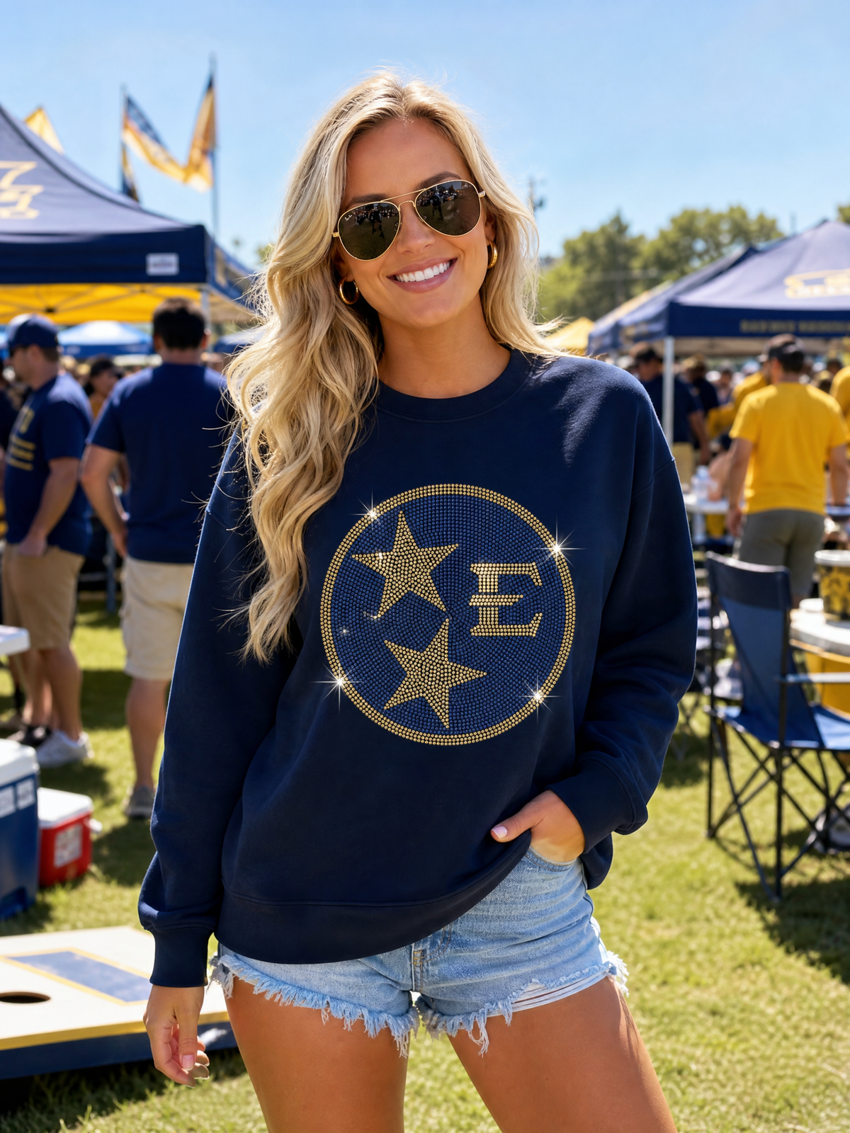 East Tennessee Circle Star Logo Navy Crewneck Sweatshirt