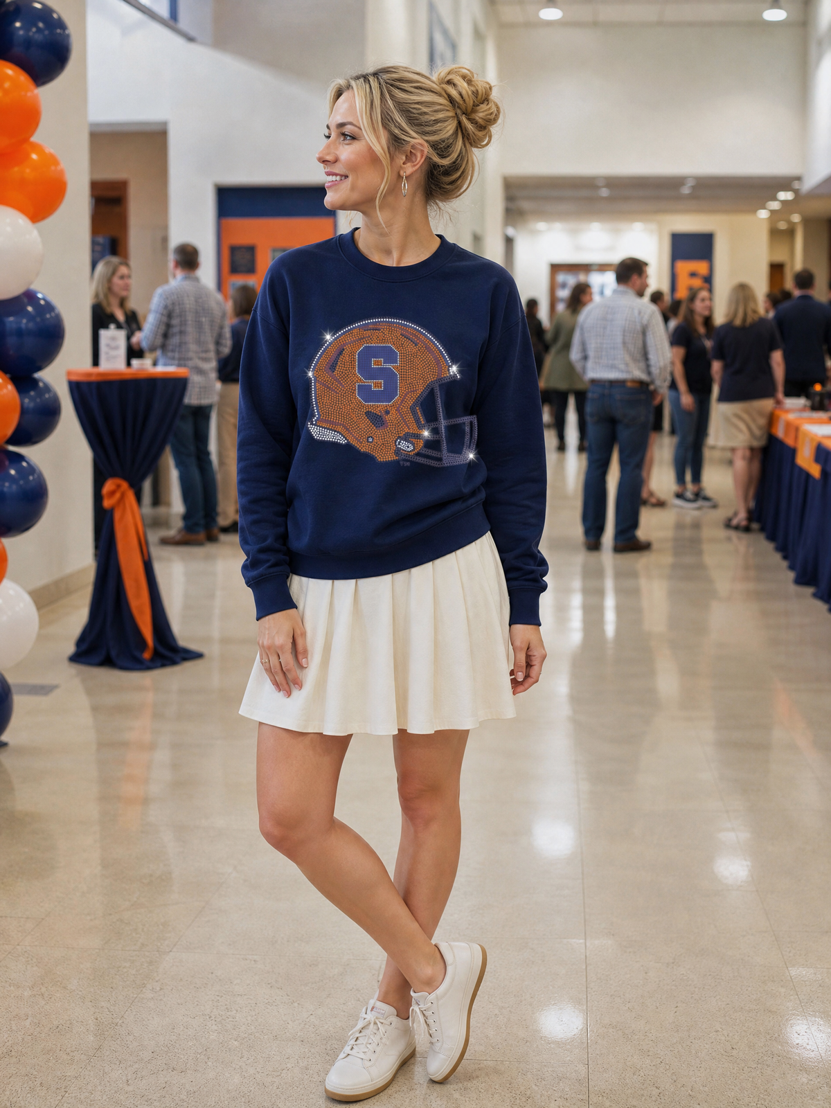Syracuse University Helmet Navy Crewneck Sweatshirt