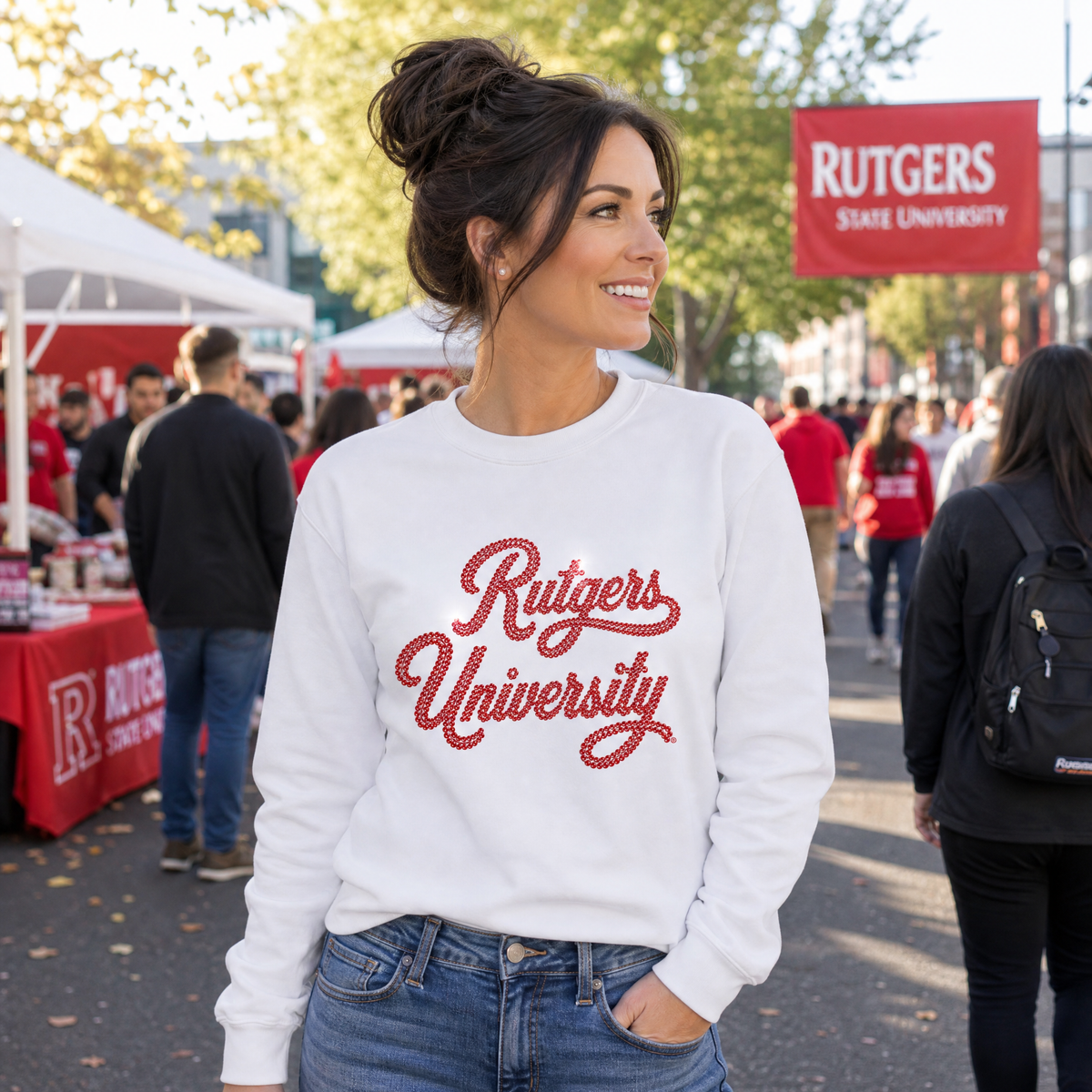 Rutgers University Script White Crewneck Sweatshirt