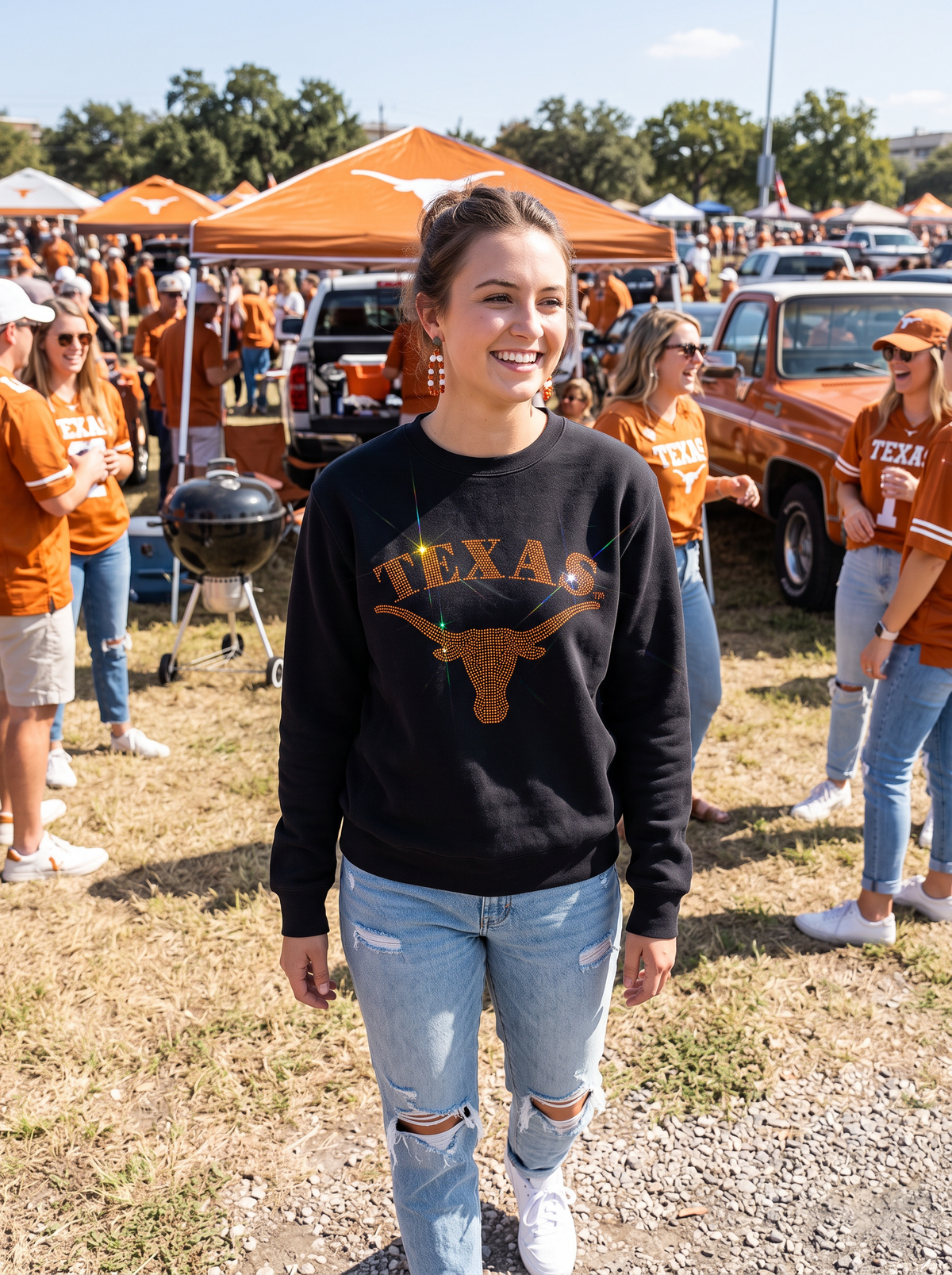 University of Texas-Austin Longhorn, Black Crewneck Sweatshirt