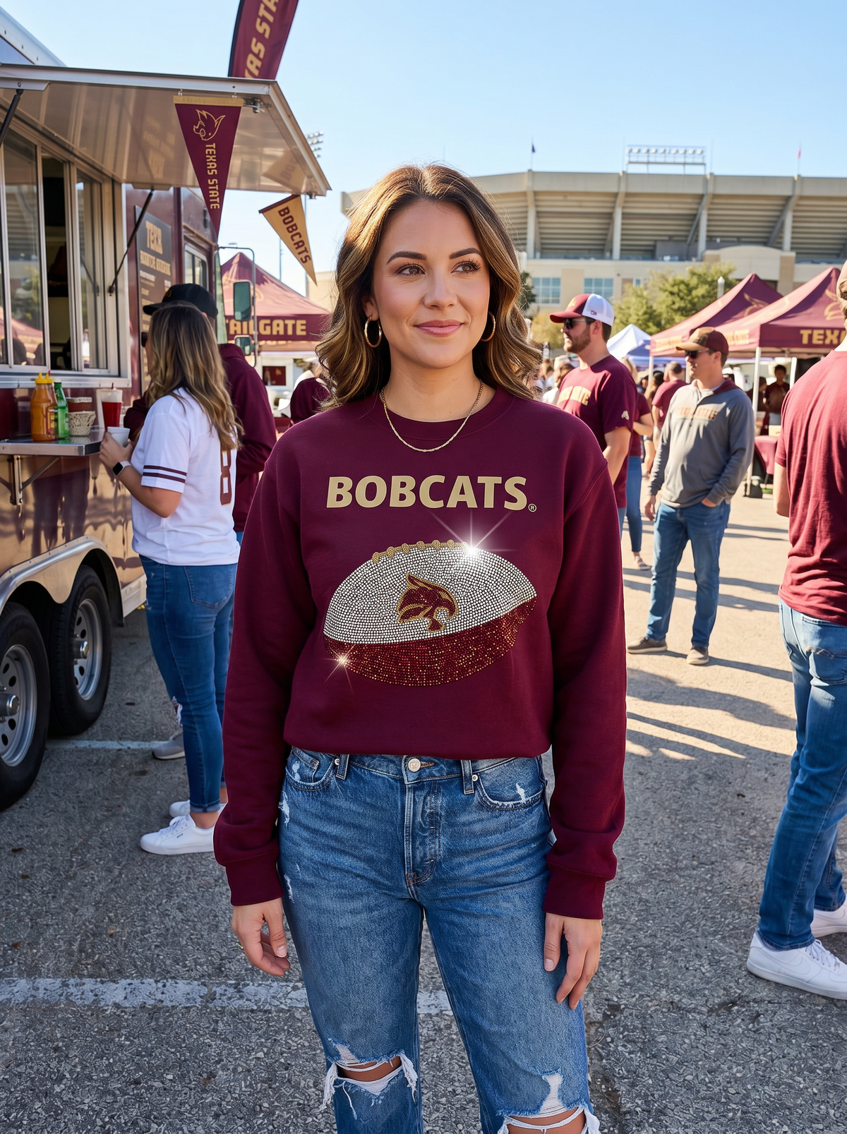 Texas State Bobcats Football Maroon Sweatshirt