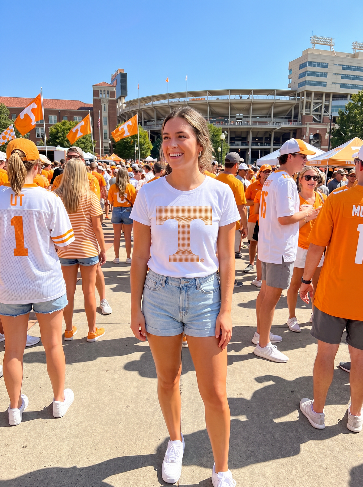 Tennessee Vols Large T White Crewneck Short Sleeve T-Shirt