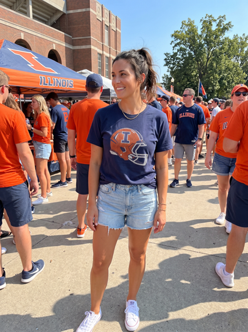 University of Illinois Helmet Navy Crewneck Short Sleeve T-Shirt