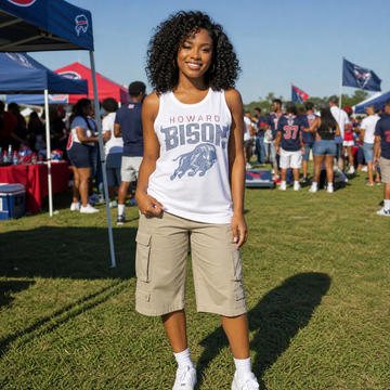 Howard University Bison Full Body White Tank Top