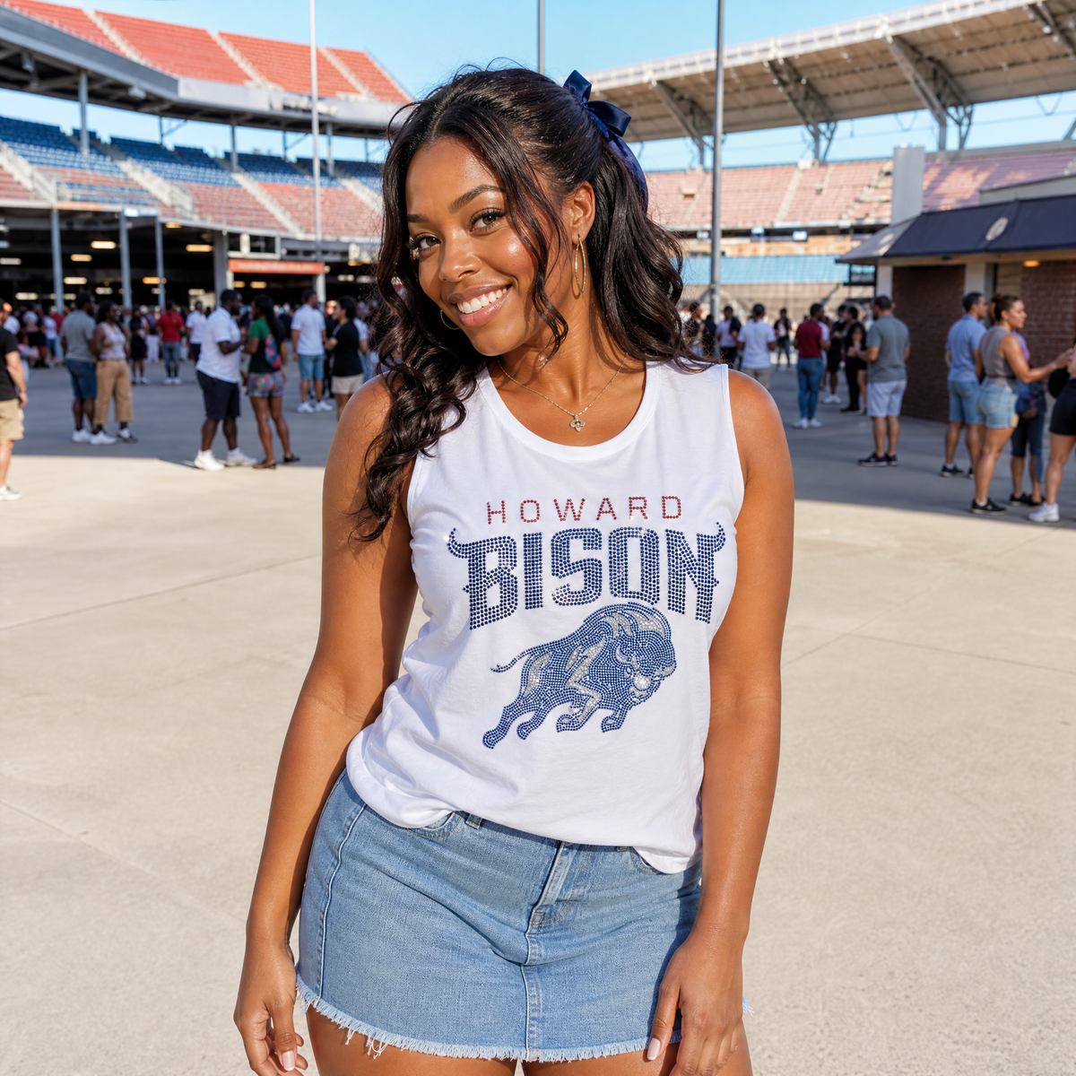Howard University Bison Full Body White Tank Top
