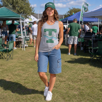 Tulane Vintage Big T Wave Grey Crewneck Tank Top