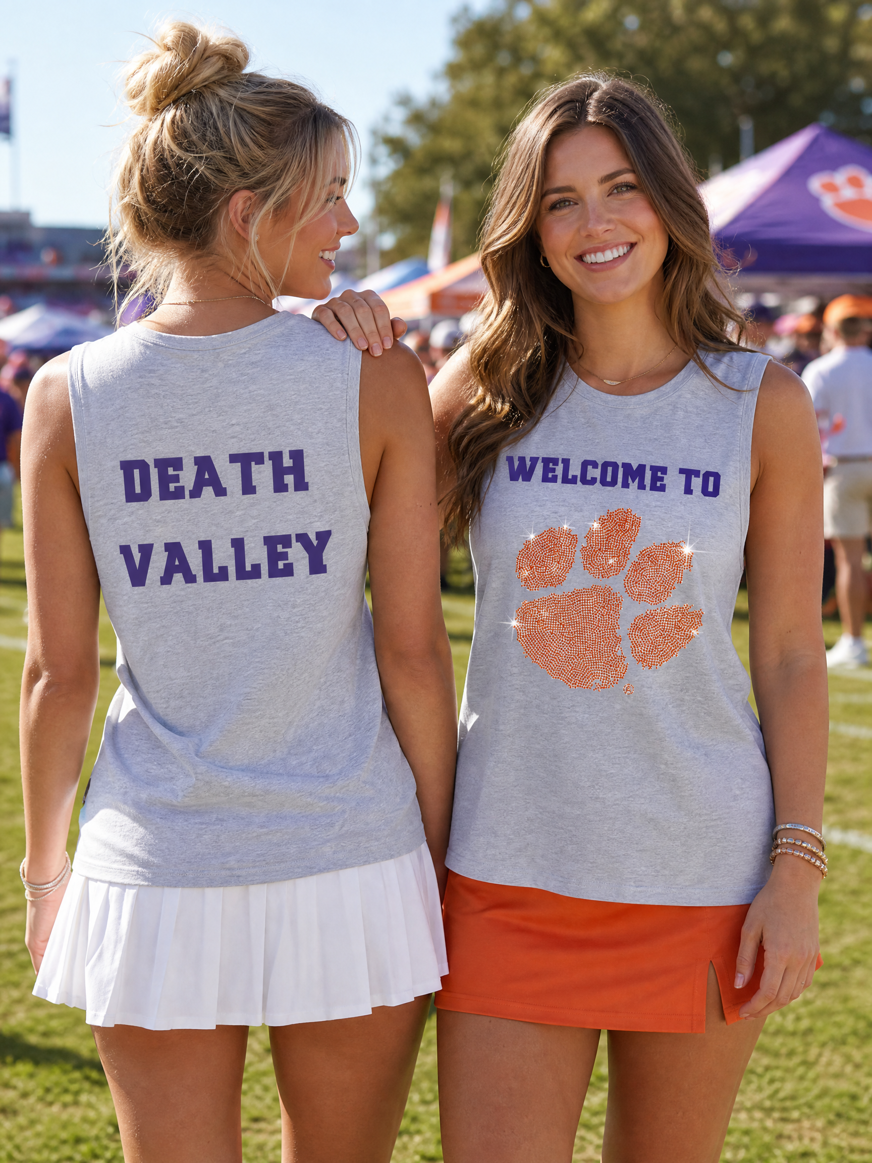 Clemson University Paw Welcome To Death Valley Gray Tank Top