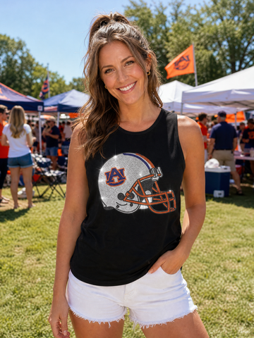 Auburn University Helmet Black Tank Top
