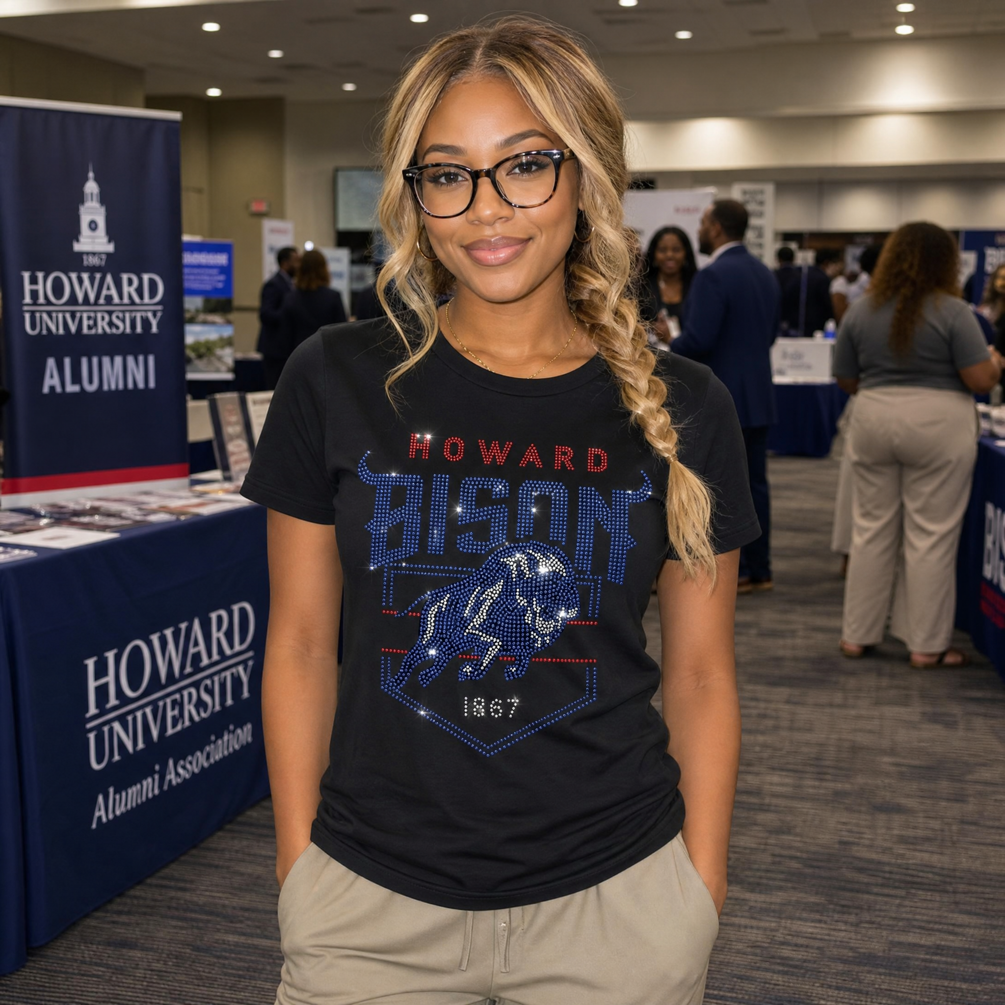Howard University Howard Bison EST 1867 Black Crewneck T-Shirt