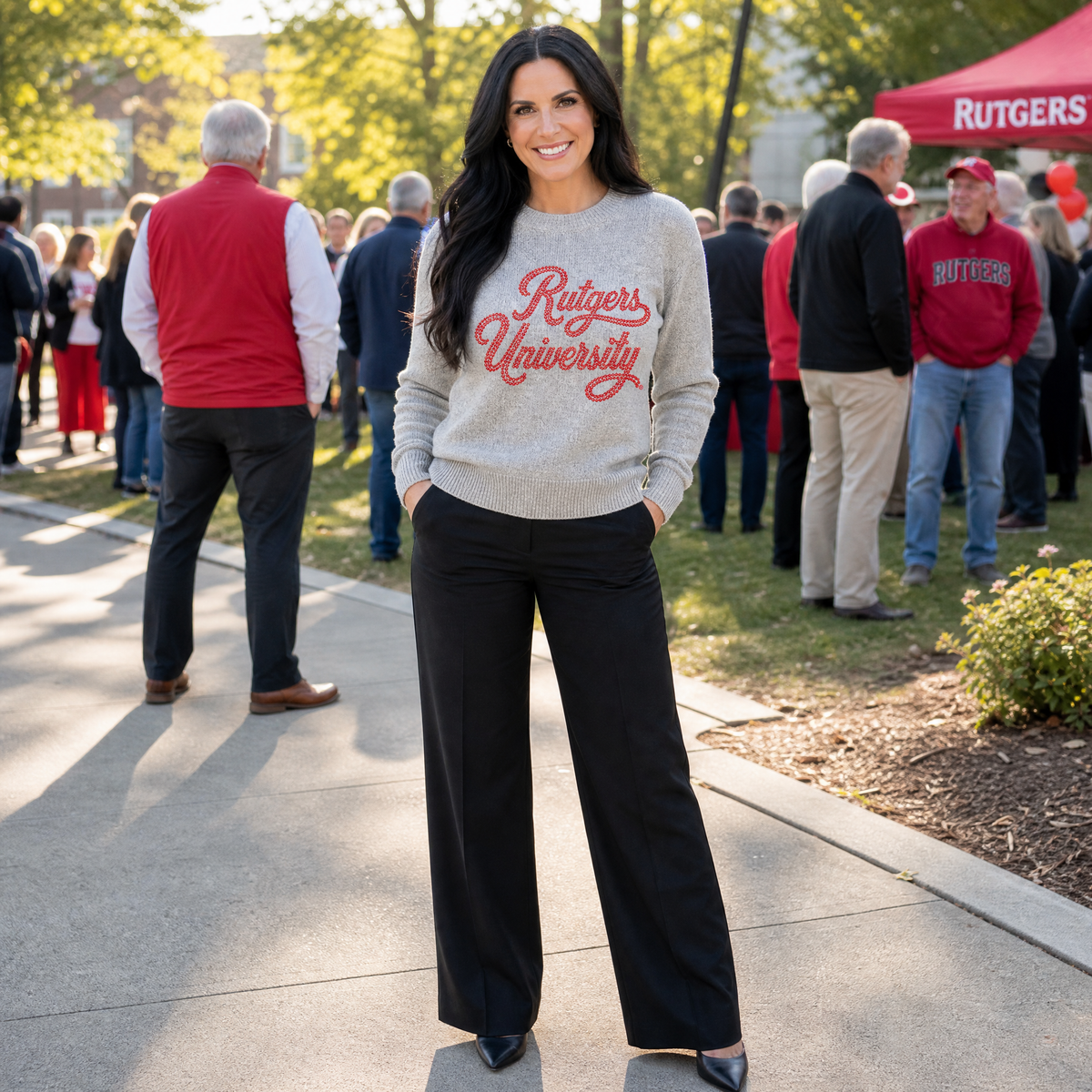 Rutgers University Script Gray Crewneck Sweater