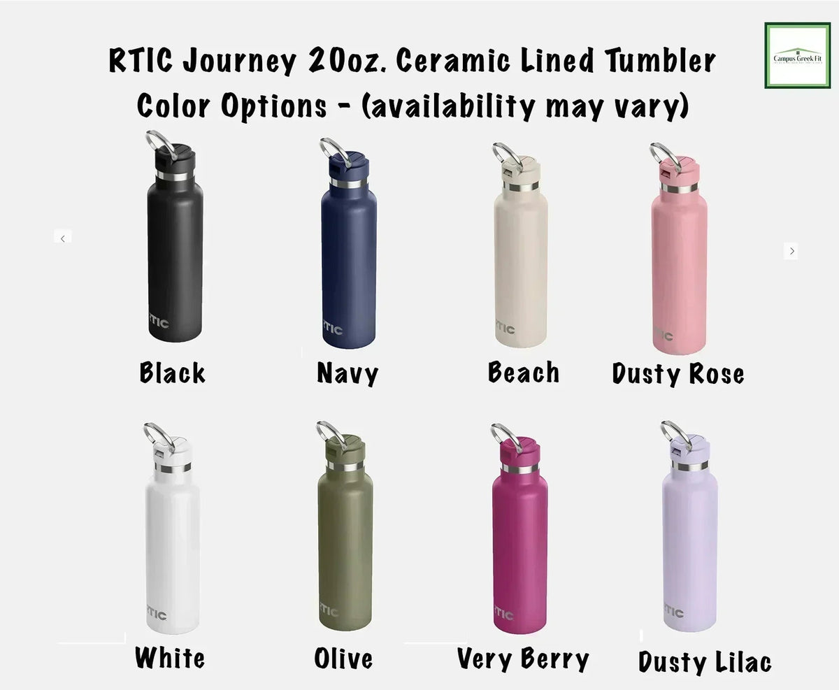 Zeta Tau Alpha RTIC 20 oz Ceramic Lined Water Bottle Tumbler - Ornamental